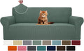 MAXIJIN Super Stretch Couch Cover for 3 Cushion Couch, 1-Piece Universal Sofa Covers Living Room Jacquard Spandex Furniture Protector Dogs Pet Friendly Fitted (Large, Pea Green)