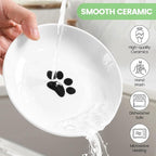 Ceramic Cat Bowls, 2 Pack - Raised, Whisker Friendly, Anti-Vomiting Cat Food Plates - Hygienic, Secure Material, Elegant Stand, 10 oz, for Indoor Cats & Kittens