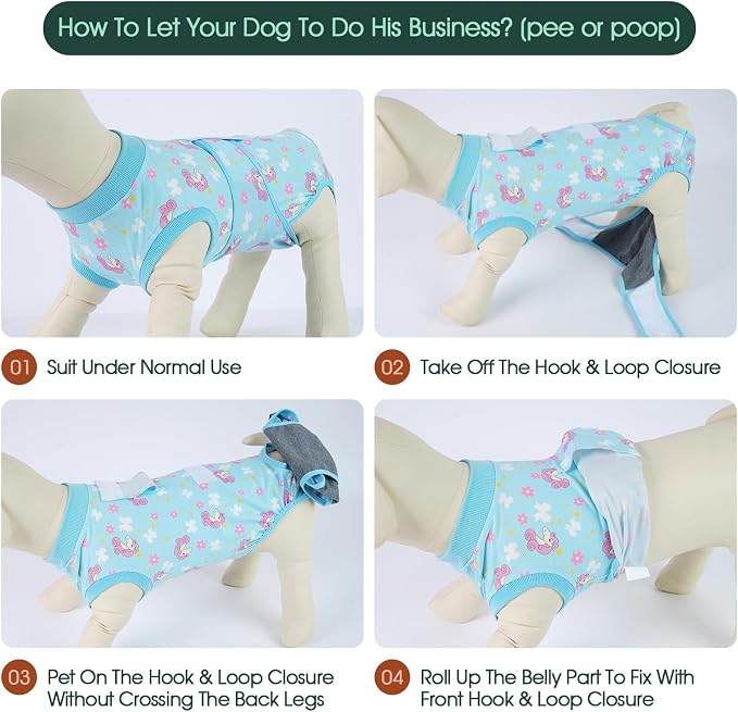 Kuoser Dog Recovery Suit After Surgery, Spay Neuter Surgical Suit for Dogs | Post Surgery Anti-Licking Dog Onesie Protects Wounds and Incisions, E-Collar & Cone Alternative Bodysuit for Female Male Dogs