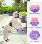 BEAUTYZOO 6PCS Dog Socks to Prevent Licking Paws, Anti Slip Dog Shoes for Hot Pavement Hardwood Floors, Traction Control Toe Grips Boots & Paw Protector for Small Medium Large Senior Dogs, Purple S