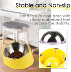 SuperDesign Mess Free 15° Slanted Bowl for Dogs and Cats, Tilted Angle Bulldog Bowl Dog Feeder, Non-Skid & Non-Spill, Easier to Reach Food L/2 Cup Bright Yellow