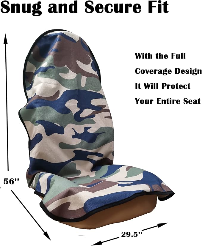 Car Seat Cover Protector Front Seats,for Gym Workout,Running,Swimming,Beach and Hiking,Waterproof Sweat Towel Bucket Seat Covers for Cars SUV Trucks (Camouflage, 1Pcs)