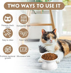 6 Pack Ceramic Raised Cat Bowl, 15° Tilted Anti-Vomiting Cat Food Dish, 5.6 Inch Wide Opening for Stress-Free Eating, Detachable Elevated Feeder for Senior Cats, Kittens, Small Dogs