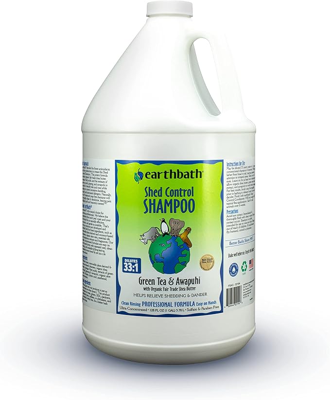 earthbath Green Tea & Awapuhi Shed Control Dog Shampoo, 128 Oz (1 Pack) | Cruelty Free Dog Shampoo, Helps Relieve Shedding & Dander, Made in USA