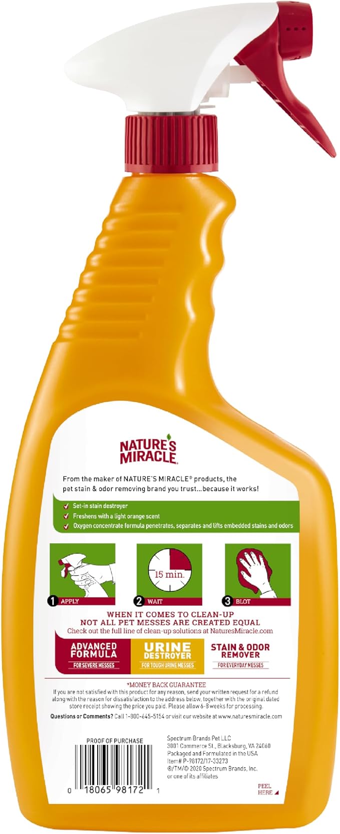 Nature's Miracle Oxy Set-In Stain Destroyer, Dog Odor Control, 24 oz