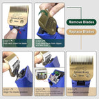 Gold Detachable Dog Blades Set Compatible with Andis/Oster A5 Grooming | Compatible with wahl km10 dog clipper,Made of Ceramic Blade & Stainless Steel Blade,Include 7FC/5FC/4FC/3FC 4 Pack