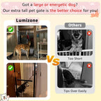 Lumizone 61.02" Extra Tall Pet Gate for Cat Dog 30.12"-38.38" Wide Black | Extra Tall Cat Gate for Doorway Hallway Stairs Pressure Mounted 1.37" Gap No Drilling Auto-Close Dual-Lock