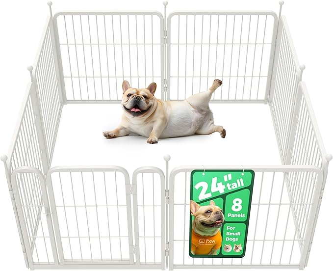 FXW Rollick Dog Playpen, Indoor, Yard & RV Camping, 24" H, 8 Panels | Easy setup, Heavy-duty, DIY layouts, Walk-through gate, for Puppies & Small Dogs, Patented