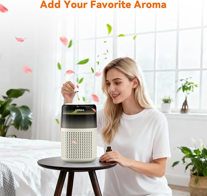 AIRROMI HEPA Air Purifier for Bedroom&Home,Pet Air Purifier for Home Pets,Removes Pet Odor,Cat Litter Smell,Dust,Smoke&Allergies,Quiet Room Air Purifier with Scents,360°Air Cleaner,A2005 Pink