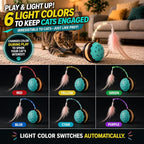 Interactive Cat Toys for Indoor Cats, Automatic Rechargeable Rolling Ball | Realistic Bird Chirping Sound, 6-Color Breathing Light Wand, Feather & Tail Attachments included, Large 3-Inch Ball Design