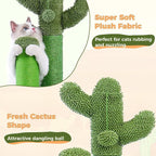 PAWZ Road Cactus Cat Scratching Post 27”Cat Scratcher with Toy Ball | Cactus Cat tree with 3 Sisal & Carpet Thick Scratching Posts, Double Layer Base, Interactive Ball for Adult and Indoor Cats