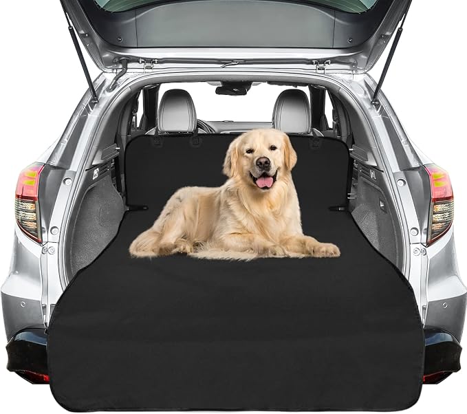 Veckle SUV Cargo Liner for Dogs - Trunk Cover with Bumper Flap Protector | Water Resistant Pet Cargo Cover, Low-Profile Padded Mat, Dog Car Seat Cover Prevents Scratches Pet Hair Mud Dirt