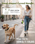 Pecute Retractable Dog Leash 26 FT Heavy Duty for Large Dogs 33-110 LBS | Chew Proof Steel Cable for Strong Biter, Anti-Slip Handle with Poop Bag Holder for Hiking, Camping, Outdoor Walking