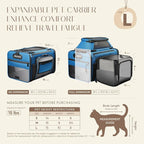 Top and Side Expandable Pet Carrier with Treat & Pet Window,18x13x9.5 Inch Southwest Frontier Airline Approved,Soft-Sided Dog Carrier for Small Dogs and Cats,Travel Cat Carrier with Self-Locking