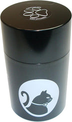 Tightpac Pawvac 1 to 6 Ounces Container, Airtight Pet Food and Treats Storage Jar - Patented Vacuum Seal Container for Pet Food, Treats and other Dry Goods - Black with Cats