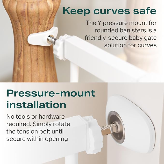 Cumbor 2 Pack 30-40.6 in Baby Gate for Stairs and Doorways, Dog Gate White | Mom's Choice Awards Winner, Double Lock, 2-Way Swing, Auto Close Child Gate for Toddler & Pets, Pressure or Hardware Mounted
