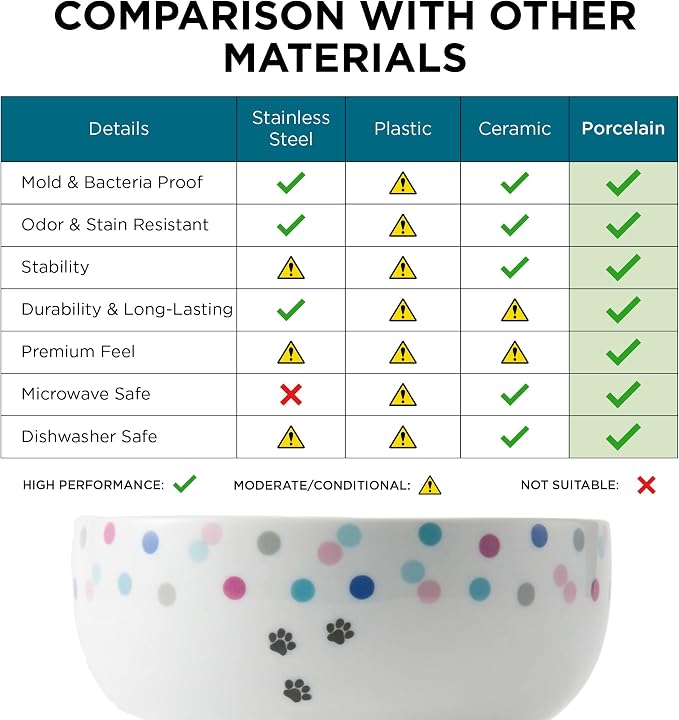 Necoichi Raised Cat Water Bowl, Whisker-Friendly (Colorful Dots, Regular)