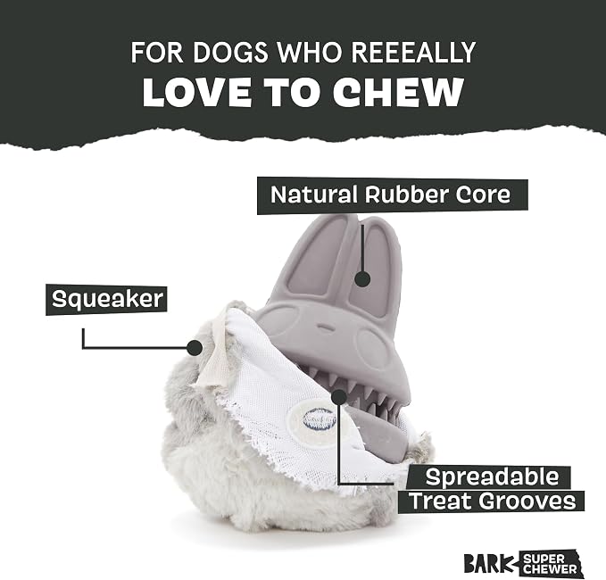 BarkBox Hare Raiser Super Chewer - 2-in-1 - Toy for Medium to Large Dogs | Durable Dog Toy for Aggressive Chewers - Plush