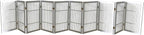 Urnporium Pet Dog Gate Freestanding, Strong Durable Folding Wooden Fence, Portable Acacia Hardwood Safety Barrier for Indoor & Outdoor Use (White Pet Gate, 10 Panel 30" Tall)