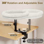 Desk Cat Bed, 18" Cat Bed for Desk, 360° Rotating, White | Cat bed desk with plush cushion, reinforced frame and adjustable position for home or office desks.