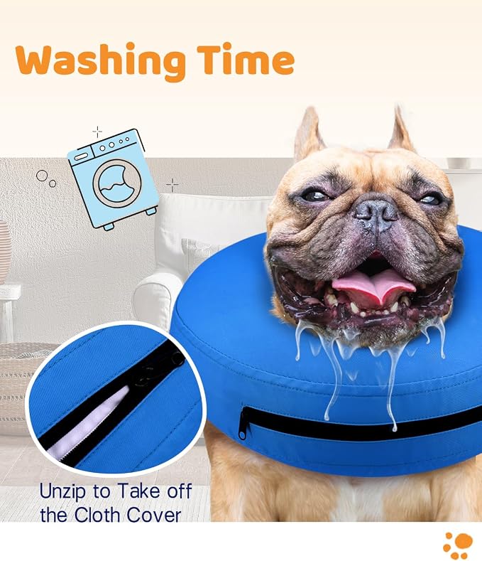 Supet Inflatable Dog Cone Collar for Large Medium Small Dogs, Soft Cone Collar for Dogs Cats, ECollar Doggie Neck Donut Dog Cone Alternative After Surgery