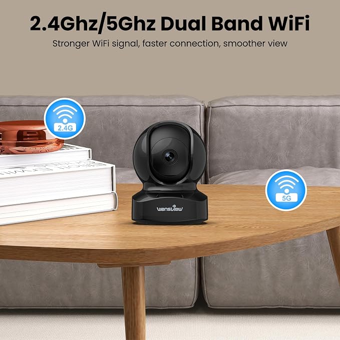 wansview Security Camera, IP Camera Dual Band 5G & 2.4G Wi-Fi, Q5 5MP Black | Home Indoor Camera for Baby/Pet/Nanny, 2 Way Audio Night Vision, Compatible with Alexa, with TF Card Slot and Cloud