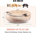 GASUR Small Dog & Cat Bed, 23'' Donut Pet Bed Mat with Hooded Blanket, Anti-Anxiety Burrow Cave Bed, Cozy Puppy Bed, Machine Washable, for Indoor Pets up to 20lbs