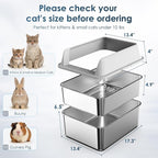Suzzipaws Enclosed Stainless Steel Sifting Litter Box for Pine Pellets | 17.3”×13.4”×10.5” Stainless Steel Litter Box with Lid, Low Entry for Kittens & Small Cats, Anti-Leakage, Easy Cleaning