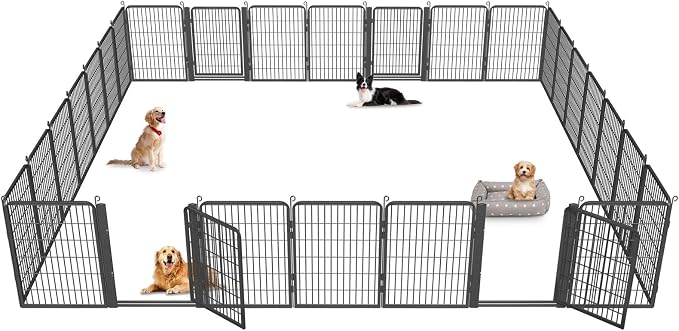 Low Threshold Dog Playpens Fence Indoor, 40 inch 28 Panels Heavy Duty Metal Outdoor Pet Playpen for Large/Medium/Small Dogs, Tall Dog Play Exercise Pens Outside