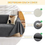 Deep Dream Cat-Scratch Resistant Couch Cover, Waterproof Sofa Cover for 3 Cushion Couch Washable, Pet Friendly Couch Protectors Anti Slip Thickened Sofa Slipcovers for Dogs Pets, 91" x 150", Dark Grey