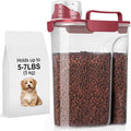 LEAWALK 5Lbs Dog Cat Storage Container Portable with Upgraded Large Spout and Cup, Plastic Pet Food Dispenser for Small Animal Kibble, Bird Seed, Oatmeal, Rice, Flour, Brown Sugart (Elegant Red)