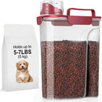 LEAWALK 5Lbs Dog Cat Storage Container Portable with Upgraded Large Spout and Cup, Plastic Pet Food Dispenser for Small Animal Kibble, Bird Seed, Oatmeal, Rice, Flour, Brown Sugart (Elegant Red)