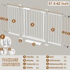 Fairy Baby Extra Wide Baby Gate for Doorways Auto Close Safety Gates for Bedroom, Fits 57.5 Inch to 62 Inch with Pressure Mounted Extention Kit, White | Pressure Mounted No Drill Pet Gate with Door, Heavy Duty Walk-Through Gate for Toddlers, Kids, Dogs...