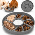 Slow Feeder Dog Bowl Silicone Suction Cup Anti Spill Dogs Cats Grey | strong suction base prevents sliding, extends mealtime, reduces anxiety, textured surface, dishwasher safe