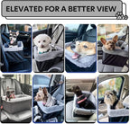 Dog Car Seat for Small Pets Under 20lbs, Booster Seat with Metal Frame, Double-Layer Oxford Fabric, Safety Leash for Dogs and Cats