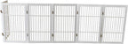 Urnporium Pet Dog Gate Freestanding, Strong Durable Folding Wooden Fence, Portable Acacia Hardwood Safety Barrier for Indoor & Outdoor Use (White Pet Gate, 6 Panel 30" Tall)