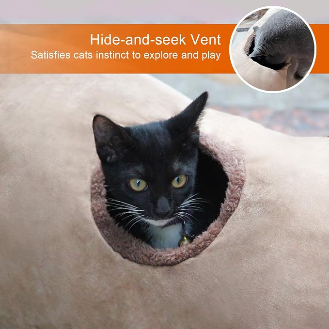 Collapsible Cat Tunnel Pet Play Tube Crinkle Tunnel with Cat Toys，Length 35" Diameter 9.7"