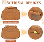 Dog Carrier Purse, Pet Carrier, Foldable Waterproof Premium PU Leather Pet Travel Portable Bag Carrier for Cat and Small Dog Home & Outdoor Small Brown