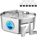 Cat Water Fountain Stainless Steel - 7L/236oz Cat Drinking Fountain | Dog Water Fountain Inside - Automatic Dog Watering Dispenser Bowl - Large Capacity for Multiple Pets (7 Filters)