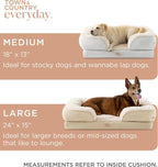 Town & Country Everyday CuddleTown Comfy Solid Bolster Sofa Pet Bed, Supportive & Calming Egg Crate Foam, Non-Slip Bottom, Machine Washable Cover, Cream, Large 35"x25"x8"