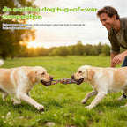 Tether Tug Outdoor Dog Toy with Upgraded Steel Stake & Adjustable Safety Rope, Includes 3 Chew Toys , Durable Interactive Tug of War Bungee Rope Toy for Large, Medium & Small Dogs on Lawns or Trees