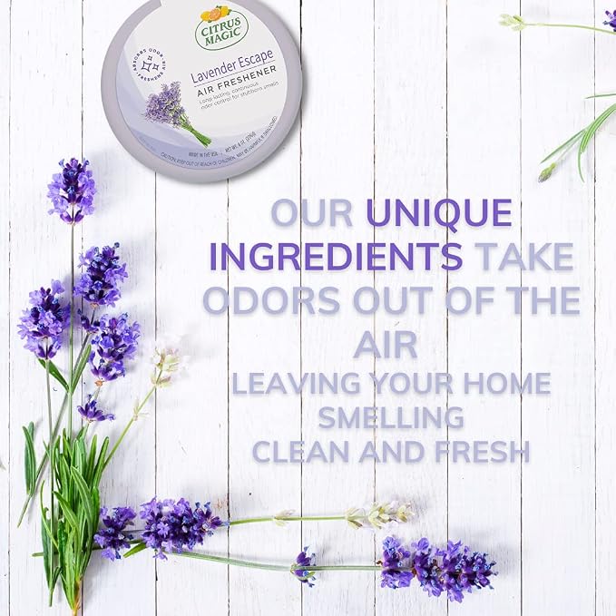 Citrus Magic Solid Air Fresheners, Lavender Escape, 8 Ounce, Pack of 3 | Odor Absorbing, Passive Diffusion, Odor Elimination Up to 4 Weeks Each, Ideal for Home