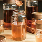 50 fl oz/1500 ml Clear Glass Storage Canister with Airtight Wooden Screw Lid, Large Tall Cute Decorative Glass Food Container Jar for Coffee, Candy, Cereal, Cookie, Pasta, Flour, Juices