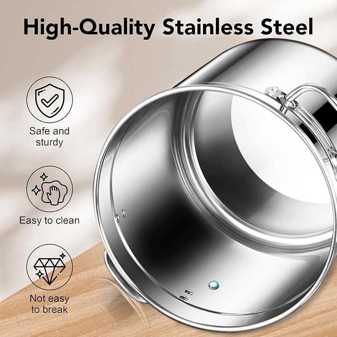 Newget 15lb Airtight Stainless Steel Dog Food Storage Container with Scoop | Large Metal Pet Food Containers Set with Sealed Lid, Metal Lock for Easy Open and Close, Keeps Fresh for Cat / Dog Food