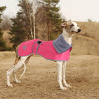 Geyecete Dog Winter Coat Geyecete Greyhound Raincoat Fabric with Lamb Velvet Inside Outdoor Dog Apparel with Adjustable Bands for Medium, Large Dog-Pink-S
