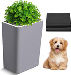 Jingmore Dog Poop Trash Can Outside 3.96 Gal/15 L Plant Styled Dog Waste Trash Can with Lid 50 Waste Bags Outdoor Indoor Poop Container Slim Garbage Bin for Yard Garden Pet (Gray)