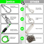 jenico Dog Tie Out Cable: 50 ft Dog Lead for Yard - Heavy Duty Chain Leash Outside for Small Large Dogs Up to 504 lbs - Outdoor Dog Runner Tether