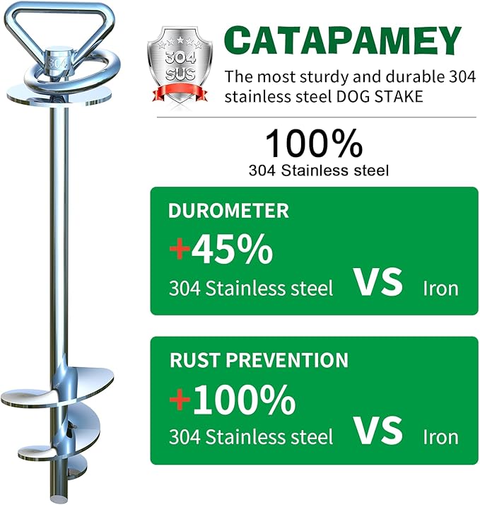 Catapamey Dog Tie Out Cable and Stake,with 30FT Heavy Duty Cable,360° Swivel Run Anchor -Dog Runner for Yard- for Large Dogs up to 150 lbs-Dog Stakes for Outside Yard Outdoor Camping