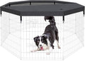 Peekaboo Dog Playpen Top Cover for 24-Inch 8-Panel Octagonal Pen, Black | 600D Oxford and breathable mesh top cover adds shade and an overhead barrier for indoor or outdoor pet play areas.