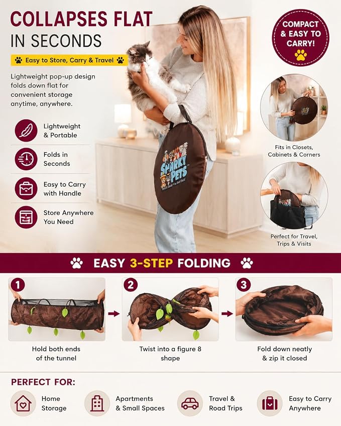 48" Cat Tunnel Mesh Play House | Collapsible Design | Breathable Mesh | Indoor & Outdoor | Connects to Cat Tents